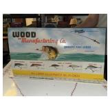 Wood manufacturing co fishing lures metal sign