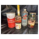 Group of cool advertising cans Shell, Sears and