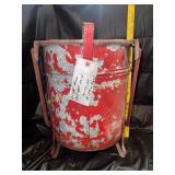 Red metal gas station grease rag can