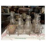 Vintage metal milk bottle carrier