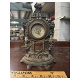 Antique ornate bronze table clock baroque cherubs