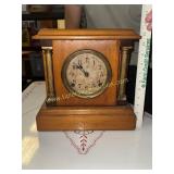 Antique oak mantle clock