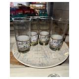 Vintage faux marble tumblers and platter
