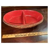 Temp-Tations red divided dish in basket holder