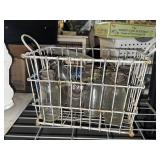 Metal dairy crate and bottles