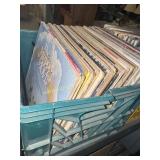 Blue crate of vinyl records- muppets, Disney,