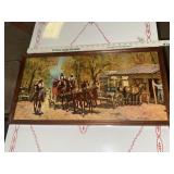 Vintage Donald Teague stagecoach arrival art