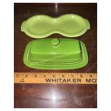 Fiesta ware covered butter dish and tray for