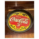Round metal Coca-Cola serving tray