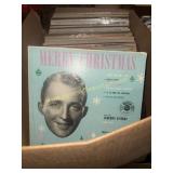 Box of vinyl records crooners, Christmas,