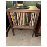 Vintage small record cabinet and vinyl records