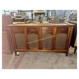 Midcentury magnavox console tube radio and record