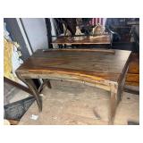 Curved Wood Writing Desk with Two Drawers