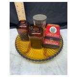 Amber Glass Tray, snuff Bottles, and Prince Albert Tobacco Tins Lot