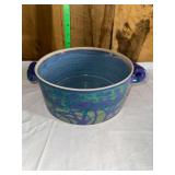 Studio Pottery Double Handled Bowl Blue Purple Green
