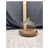 Glass cheese saver dome with Wooden Base