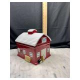 Pioneer Woman Ceramic Barn Cookie Jar with Lid