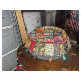 Embroidered Patchwork Round Floor Pillow