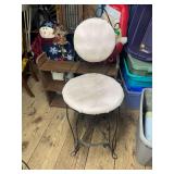 Wrought Iron Bar Stool with Padded Round Seat and Backrest