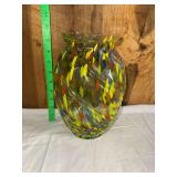 Swirled Art Glass Vase with Confetti Inclusions