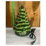 Ceramic Lighted Christmas Tree with Multicolored Bulbs