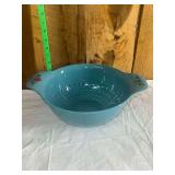 Blue melamine pioneer woman Colander with Floral Handle Decals