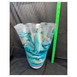 Blue and White Art Glass Vase