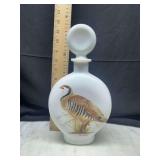 Milk Glass Decanter with Chukar Partridge Motif