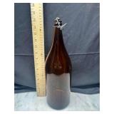 Amber Glass Bottle with Wire Bail Closure