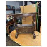 Carved Wood Magazine Rack Side Table