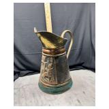 Embossed Metal Pitcher with Fireplace Scene
