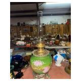 Antique hand painted parlor lamp converted to electric