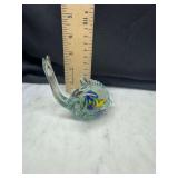 Clear Art Glass Whale Figurine With Internal Multicolor Details