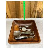 Wooden Bowl With Assorted Kitchen Utensils