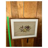 Framed Floral Needlepoint Panel