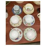 Porcelain Teacups and Saucers Assortment