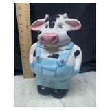 Cow Cookie Jar in Overalls