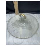 Clear Glass Serving Platter with Gold Trim and Handle