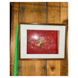 Framed Needlepoint Floral Textile Art