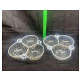 Moonstone Two Three-Section Glass Dishes