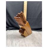 Wooden Knife Block Set with Wood Handles