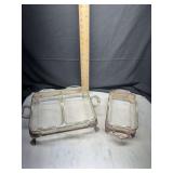 Pyrex Bake-King Glass Casserole Dishes with Silver Plated stands
