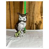 Ceramic Owl Figurine Perched on Branch