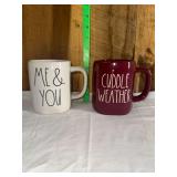 Two Ceramic Coffee Mugs Me & You Cuddle Weather