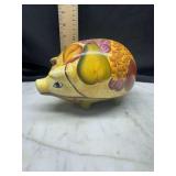 Pig Shaped Coin Bank With Painted Fruit