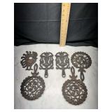 Cast Iron Trivets Assorted Lot of Six