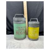 Set of Two Metal Country Farm Canisters