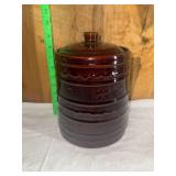 USA Ovenproof Stoneware Brown Glaze Canister with Lid