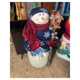 Fabric Snowman Figure with Birdhouse Staff
