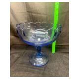 Blue Glass Footed Bowl